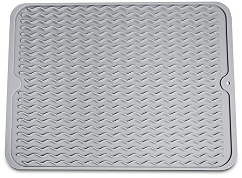 Rubberneck Abtropfmatte aus Silikon, 40x45cm, hitzebeständig und rutschfest, Geschirr Trockenmatte, BPA-Frei (Grau)