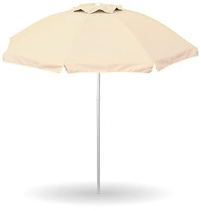 GARDENIA Ombrellone da Mare Spiaggia Giardino Diametro 200 con Palo 32mm Struttura Fibra di Vetro e Rivestimento Poliestere Anti UV Reflex Colore Ecru, 1104.0004