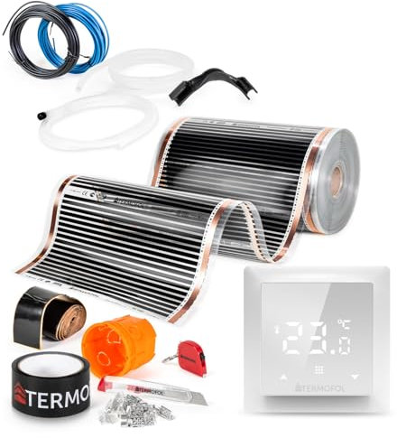 Termofol Riscaldamento Elettrico a Pavimento Set - Kit Riscaldamento con Termostato H6 Riscaldamento ausiliario Potenza 140W/m² - Superficie 1,5 m² Riscaldamento Elettrico a Pavimento