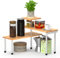 Wuciray Porta Spezie Per Cucina Portaspezie da appoggio Mensola Angolare cucina Appoggi Corner Spice Rack Organizer in Bambù 3 Ripiani con 4 ganci laterali
