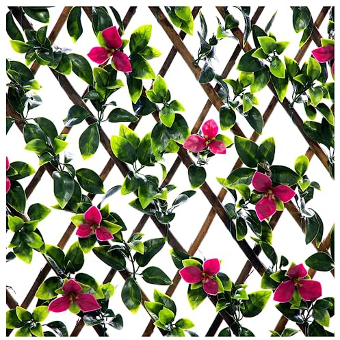 Expanding Wooden Trellis 200cm x 100cm Artificial Privacy Screen Garden Balcony Fence (Gardenia)