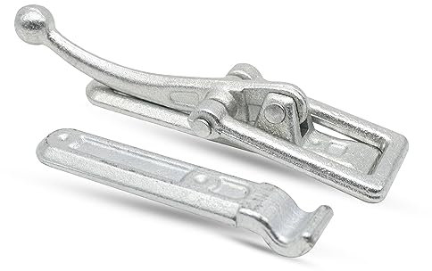 DOJA Barcelona | Chiusura a Leva | Piccola | Acciaio Zincato | Confezione 1+1 | Gancio Chiusura a Uncino | Chiusura a Scatto per Scatola Porta Attrezzi, Leva Chiusura per vecchie scatole, Armadietto