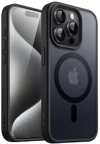 JETech Magnetic Case for iPhone 15 Pro 6.1-Inch Compatible with MagSafe, Translucent Matte Back Slim Shockproof Phone Cover (Black)