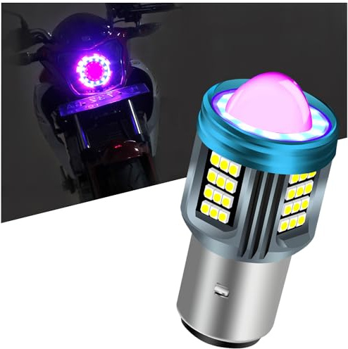 NHHEO BA20D H6 LED Faro Del Motociclo Lampadina Rosso Blu Angelo Occhio 25W 6000K con Faretto Super Bright Moto High Beam/Low Beam Bianco 4 Modalità Illuminazione Plug and Play 12V-80V 1PCS