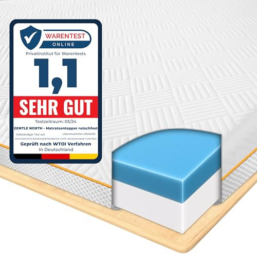 Hochwertiger Topper 180x200cm 7cm hoch - H2/H3 Matratzentopper mit weicher Gel-Memory- und stützender Komfortschicht - Ökotex 100 Zertifiziert - Bezug atmungsaktiv & waschbar