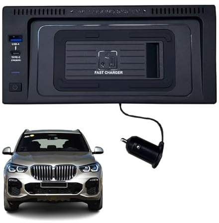 GQQSXZNTD 2024 New Version Car Wireless Charger for BMW X5 F15/X6 F16 (2014-2018) All Models, 15W Fast Charging Phone Charger Tray with 27W USB + Type-c Port Qi Phone Wireless Charger, Black