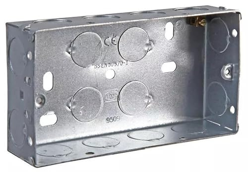 Mr. Gadget's Solutions 2 Gang Metal Back Pattress Box 45mm Deep Flush Mount for Electric Switch Socket