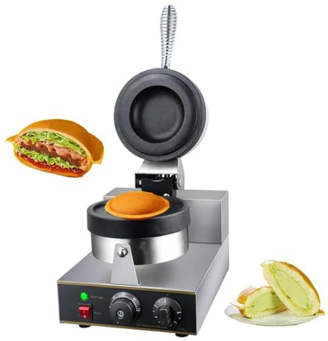 guoyjmm Non-Stick Electric Panini Press Burger Waffle Maker, Electric Indoor Waffle Maker with Non-Stick Cast Iron Pan, Non-Stick Commercial Electric Waffle Maker,Temperature Controlled Bread Toaster