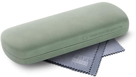 FEFI - Hardcase Brillenetui mit weichem Kunststoffbezug aus Recycling Material - inkl. Brillenputztuch (Moosgrün)