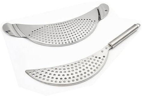 2Pcs Pot Strainer with Handle, Stainless Steel Colander Pasta Drainer Pan Pot Strainer with Recessed Hand Grips for for Noodles Pasta Fruit Veggies