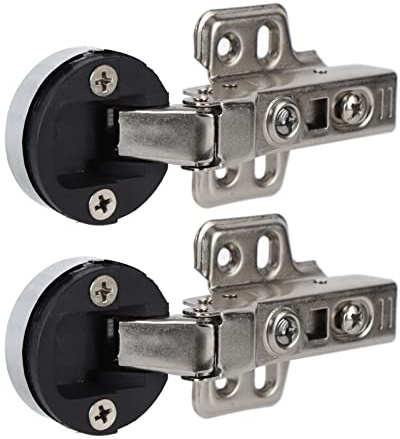 OPPWONG Cabinet Hinges, 2Set Stainless Steel Cabinet Door Hinges Inset Cabinet Hinges 35 Cup Glass Door Damping Buffer Hinge for Cabinet Glass Door (Middle Bend Half Overlay 9mm)