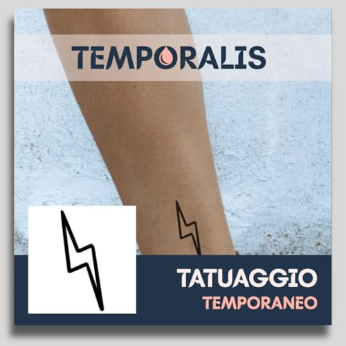 Faux Tatouage ÉCLAIR - Temporalis® | Tatouage Ephemere Femme et Homme – Cosmétique Certifié UE, Encre Vegan & Waterproof – Dure 1 à 2 semaines [ Tattoo Foudre minimaliste ]
