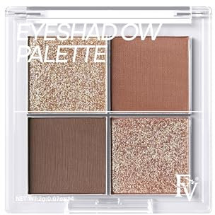 FV Palette Maquillage Yeux Haute Pigmentation, 4 Nuances Mates Et Métalliques, Longue Tenue, Formule Mélangeable, Palette de Fards à Paupières Effet Naturel (Dark Brown)