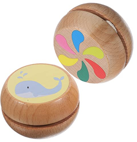 Alasum Yo-yo in Legno 2 Pezzi per Ragazzo Ragazza Unisex Design Adorabile, Giocattolo Educativo per Esercitare la Flessibilità delle Dita e Festa Scuola Decor