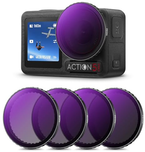 K&F Concept Snap-on ND8+ND16+ND32+ND64 Filter Set for DJI Osmo Action 5 PRO/4/3, Neutral Density Optical Glass with 28-layer Coating