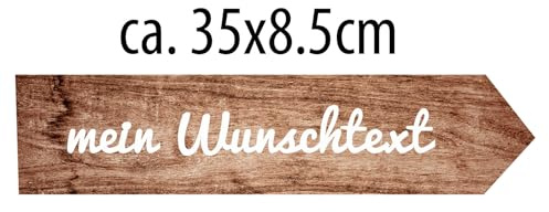 Wegweiser aus Alu Dibond, 3 Größen zur Auswahl - mit deinem Wunschtext personalisierbar, verschiedene Hintergründe zur Auswahl, Pfeilrichtung wählbar. Als Deko für Haus und Garten