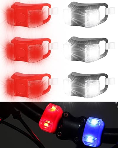 6 luci a LED per passeggino, impermeabili, in silicone, con 3 funzioni, illuminazione multiuso per passeggini, esterni, jogging, universali, adatti per tutti i passeggini, accessori per bambini, rosso