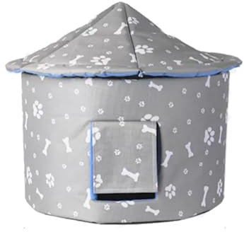 Katzenhöhle Outdoor Wetterfest Pflegeleicht, mit Gemütlichem Liegekissen, Isolierte Katzenhütte Outdoor für Kleine und Mittlere Haustiere(Silver)