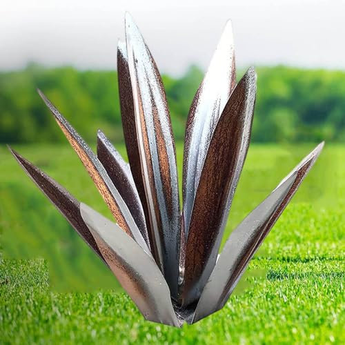 ZGYOZMNG Metall Agave Pflanze,Wohnkultur Gartenpflanze Ornament DIY Kunst Metall Agave Pflanze,Garten Figuren Rasen Ornamente,Hausgarten Hof Kunst Dekoration Statue Wohnkultur (Purple Lily) (Silver)