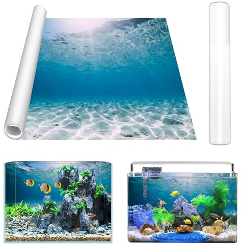 Gohytal Aquarium Poster, 120x40cm PVC Statisch Haftender Aquarium Hintergrund Meeresboden Generisch Aquarium Rückwandfolie Selbstklebende Folie Vinyl Hintergrund für Aquarium Rückwand Terrarium