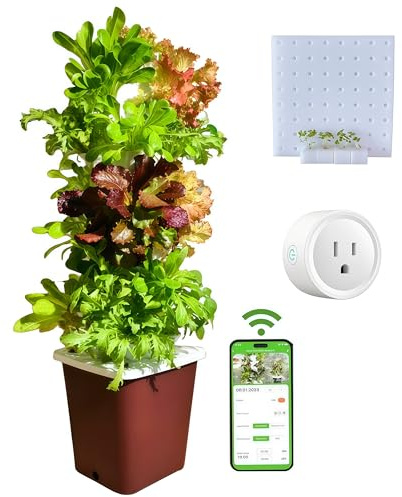 LnzyGarden Tour de culture hydroponique à 35 capsules pour jardinage intérieur et extérieur, système de jardin vertical à 7 couches avec minuterie d'arrosage intelligent, jardinière d'herbes et de