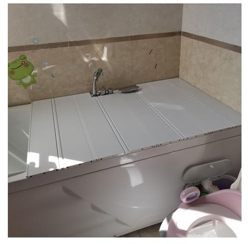 JIAYING Plegable PVC Bandejas para Bañera Cubierta De Bañera, Multifunción Antipolvo Tablero Polvo Cubierta Aislamiento Bañera para Baños Leche SPA(80x135x1.2cm)