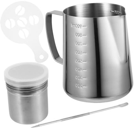 POPETPOP Pichet à Mousse de Lait en Acier Inoxydable 304 Capacité de 600 Ml pour Latte Art Adapté aux Machines à Expresso et Débutants Utilisation Domestique et