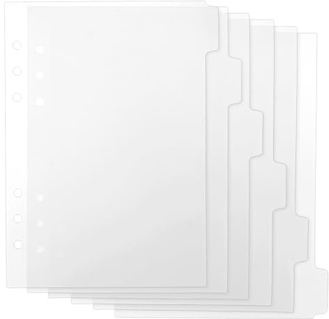 6 Stück Ordner Trennblätter A5 6 Löcher Register Transparent Ordners Trennblätter für ordner Loseblatt 21x14.6cm