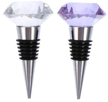 HOLIDYOYO Stoppers Simple Bottle Wine Crystal 2pcs Strong Durability Structure Beautiful Appearance Assorted Colours Random Color and Suitable for Wine Bottles Bar Party Use