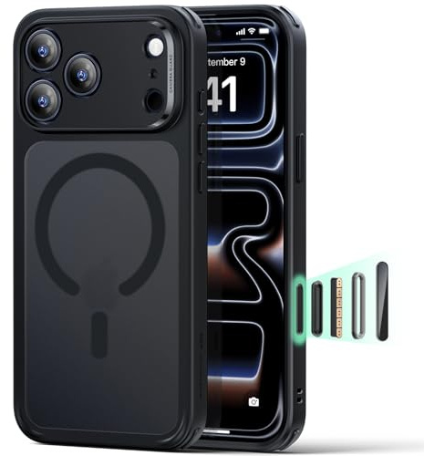 ESR Funda MagSafe para iPhone 17 Pro, Control de cámara, Negro Esmerilado | Control de cámara, Resistente al amarilleo, Ultra delgado, Protección caídas 3X militar, Funda magnética para móvil