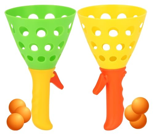 SIROCO Pack de 4 Cornets Lance Balles 19cm Jeu d'Adresse pour Enfant avec 6 Balles Incluses Couleur Aléatoire