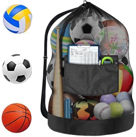 Bollpåsar Mesh Robust Netväska Med Dragsko Och Kapacitet | Sport Tillbehör För Utomhusaktiviteter Skola Picknick