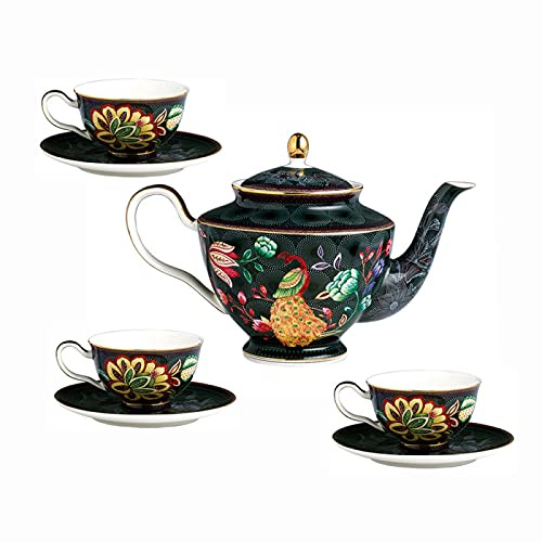 Juegos de té con Tetera, Juegos de té de Porcelana, Juego de té para Adultos, Taza de té y platillo, Juego de Tazas de café Vintage para el té de la Tarde