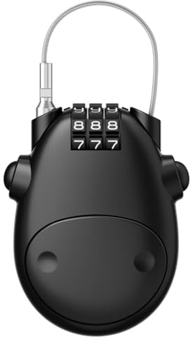 Misez à 3 Chiffres Serrure à Combinaison – Cadenas Vélo Rétractable – Antivol Poussette, Casque Moto, Scooter – Verrous à Câble Pour Scooters, Bagages, Sacs, Casques – Compact Et Léger
