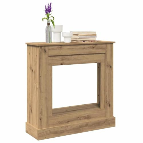 Manteau de Cheminée, Console Cadre de Cheminée Décorative chêne Artisanal 90x30x90 cm Bois ingénierie