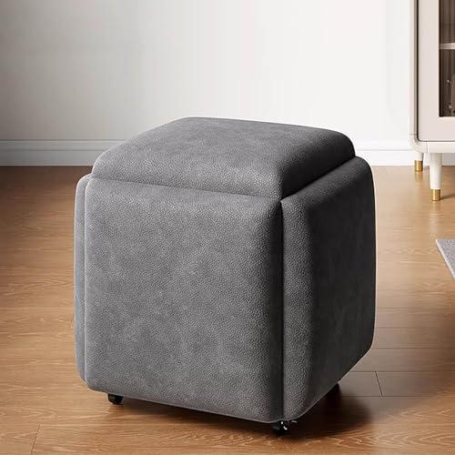 QYMYOZ 5-i-1 sittkub med svängbara hjul stapelbar soffstol pall häckande ottoman flyttbar fotpall omstol vardagsrum sovrum möbler 35 x 35 cm (14 x 14 tum)