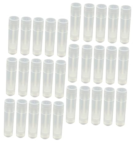 COLLBATH 30 Stück 5g Leichte Nachfüllbare Lippenstifthülsen aus Pp Pet für Selbstgemacht Lippenbalsam und Lippenöl Anfänger Geeignet