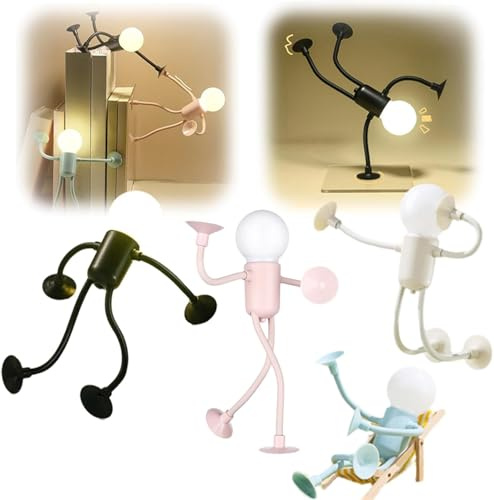 Genérico Luz Nocturna Divertida De Deportista De Forma Intercambiable, Luz Nocturna Divertida 2025 Con Ventosa, Bonita Bombilla Para Hombre,Forma de Bricolaje (4 Uds)