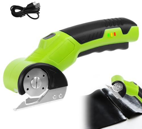 Forbici elettriche da 4 V senza fili, taglierina per cartone, tessuto, pelle, tappeto (verde)