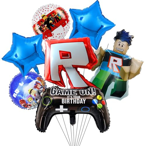 Roblx Luftballon Geburtstagsdeko, 7 Stück Roblx Ballon, Cartoon Geburtstagsdeko Luftballons, Geburtstag Kit, Ballon Party Deko, Anime Folienballon, für Geburtstag Party Dekoration