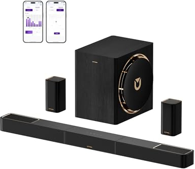 ULTIMEA Skywave X60 7.1.4ch Soundbar with 8 Wireless Subwoofer 840W, Professional Wireless Surround Sound System for TV w/Dolby Atmos, 28Hz Low Frequency, GaN Amplifier, 4K HDR Pass-Through