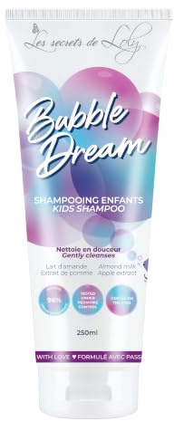 Les Secrets De Loly, Shampooing Doux Enfant Bubble Dream, 250ml, Liquide, Cheveux Bouclés/Frisés/Crépus, Parfum Naturel, Dès 3 Ans, 96% Ingrédients Naturels, Sans Sulfate/Sans Silicone, Hydratant