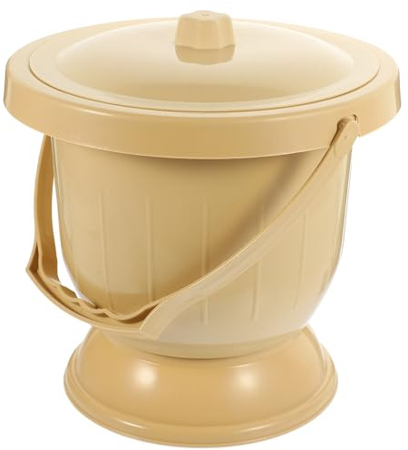 DIYEAH Orinal Portátil de Plástico Tapa y Cepillo, Práctico y Fácil de Limpiar para Adultos y Ancianos en Casa o Viaje, Color Caqui Resistente y Cómodo Color Aleatorio