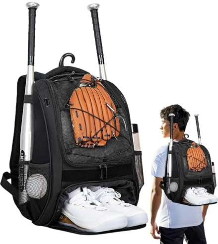 de béisbol para jóvenes, Mochila de sóftbol con Compartimento para Zapatos, de béisbol para niños, Bate de Gran Capacidad para Cascos, Zapatos, murciélagos, competición