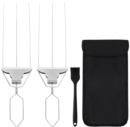 Brochettes pour barbecue - 3 branches en métal - Brochettes en acier inoxydable - Pour viande, saucisses, poulet, bœuf, porc, crevettes, poissons, pique-nique, camping, barbecue en plein air