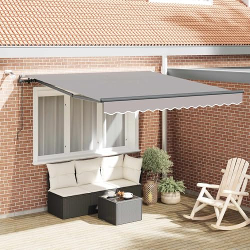 Owoxanthellate Tenda da sole con braccio articolato, 300 x 250 cm, grigio chiaro, tenda da sole con telecomando e sensore di luce del vento, telaio stabile e tessuto in poliestere, per terrazza