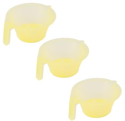 DOITOOL 3 Pièces Bol à Teinture Capillaire Jaune en Plastique, Facile à Utiliser et Portable, pour Salon de Coiffure et Coloration DIY