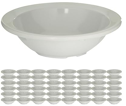 Carlisle FoodService Products Kingline Reusable Plastic Bowl Fruit Bowl with Rim for Home and Restaurant, Melamine, 4.75 Ounces, White, (Pack of 48)