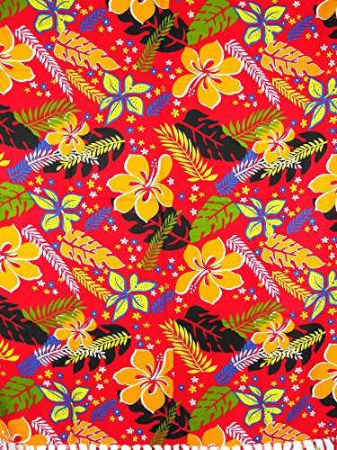 Sarong Pareo Wickelrock Strandtuch Tuch zum Binden Blumen Fantasie rot/große Auswahl schönste Farben/Sauna-Tuch Wickelkleid Schal Wickeltuch Bademode Freizeitmode Sommermode/aus 100% Viskose