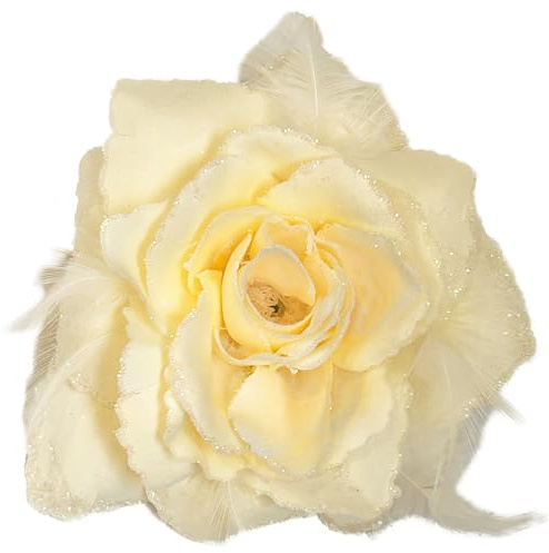 Cream Rose Hair Clip Large Rose Fascinator Rose Hair Accessories Clip Elastic Wedding by Cherry-on-Top
